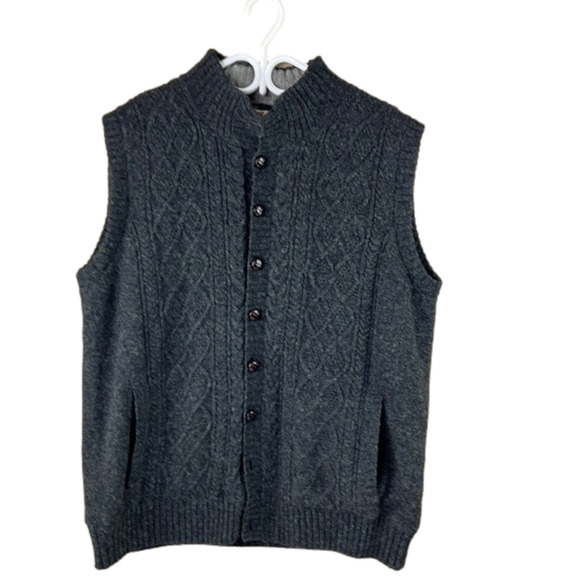 Men's Carraig Don 100% New WoolBray Cable Knit Button Down Vest - Picture 1 of 11